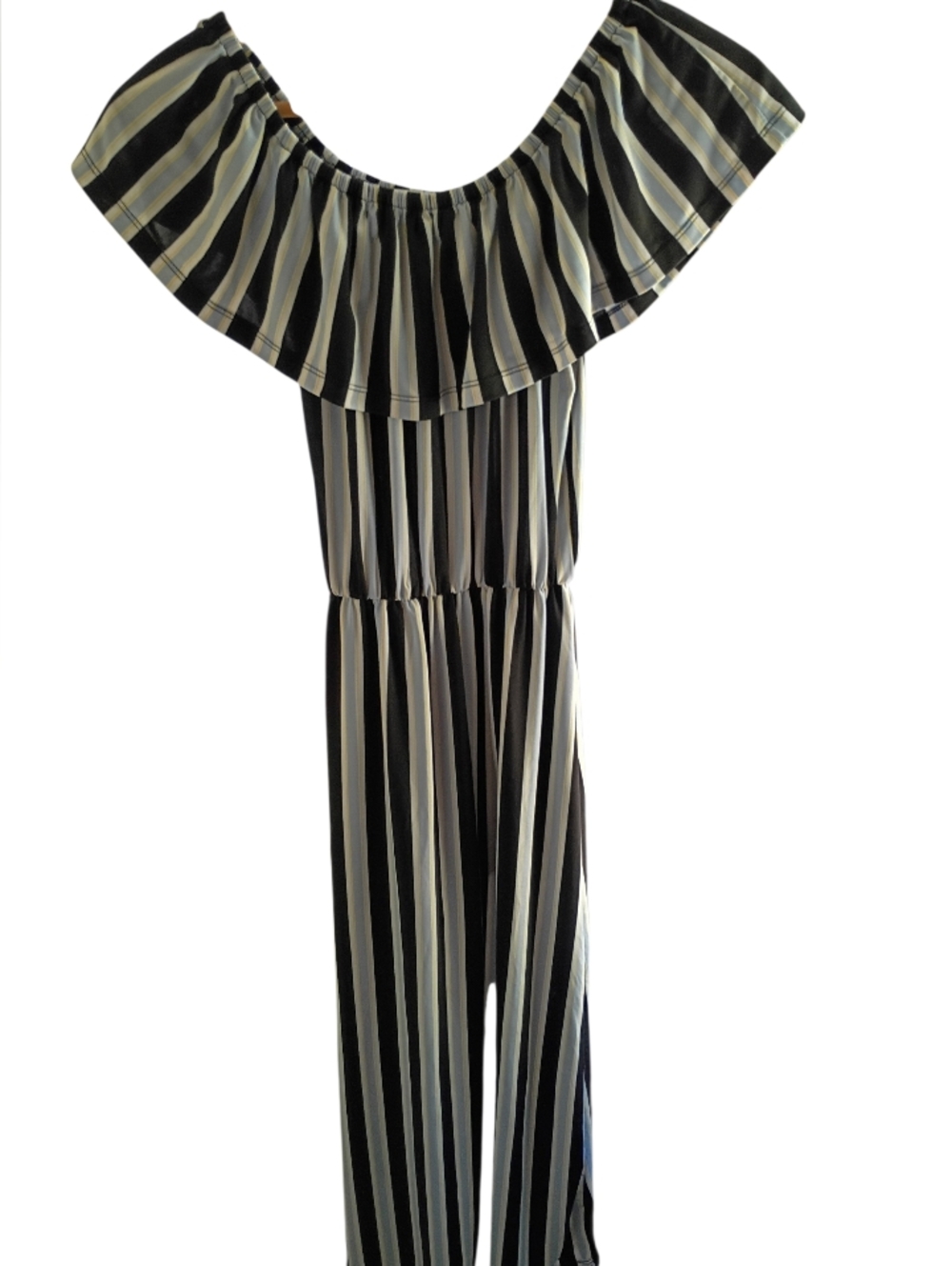 ❤️ No Comment Long Striped Romper Dress Size Medium - Picture 4 of 4